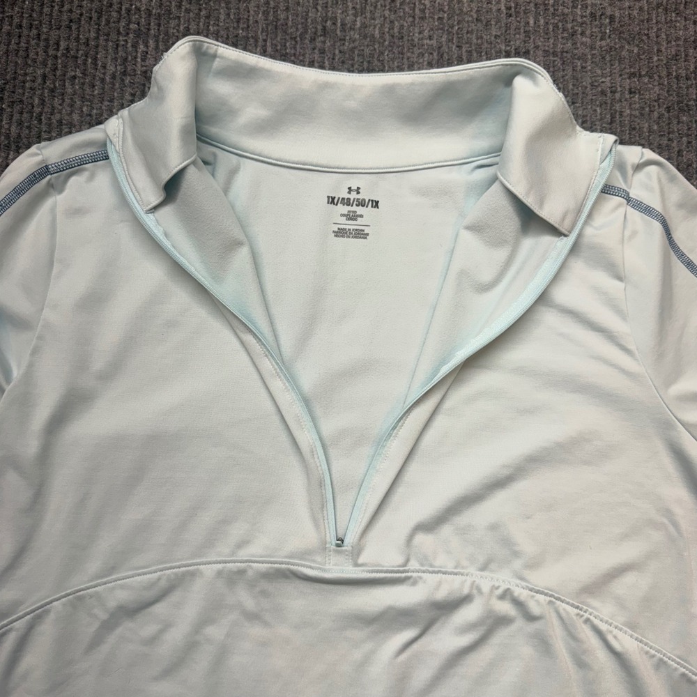 Under Armour Pullover Womens 1X Light Blue Quarter Zip Long Sleeve Athletic Top - Picture 3 of 12